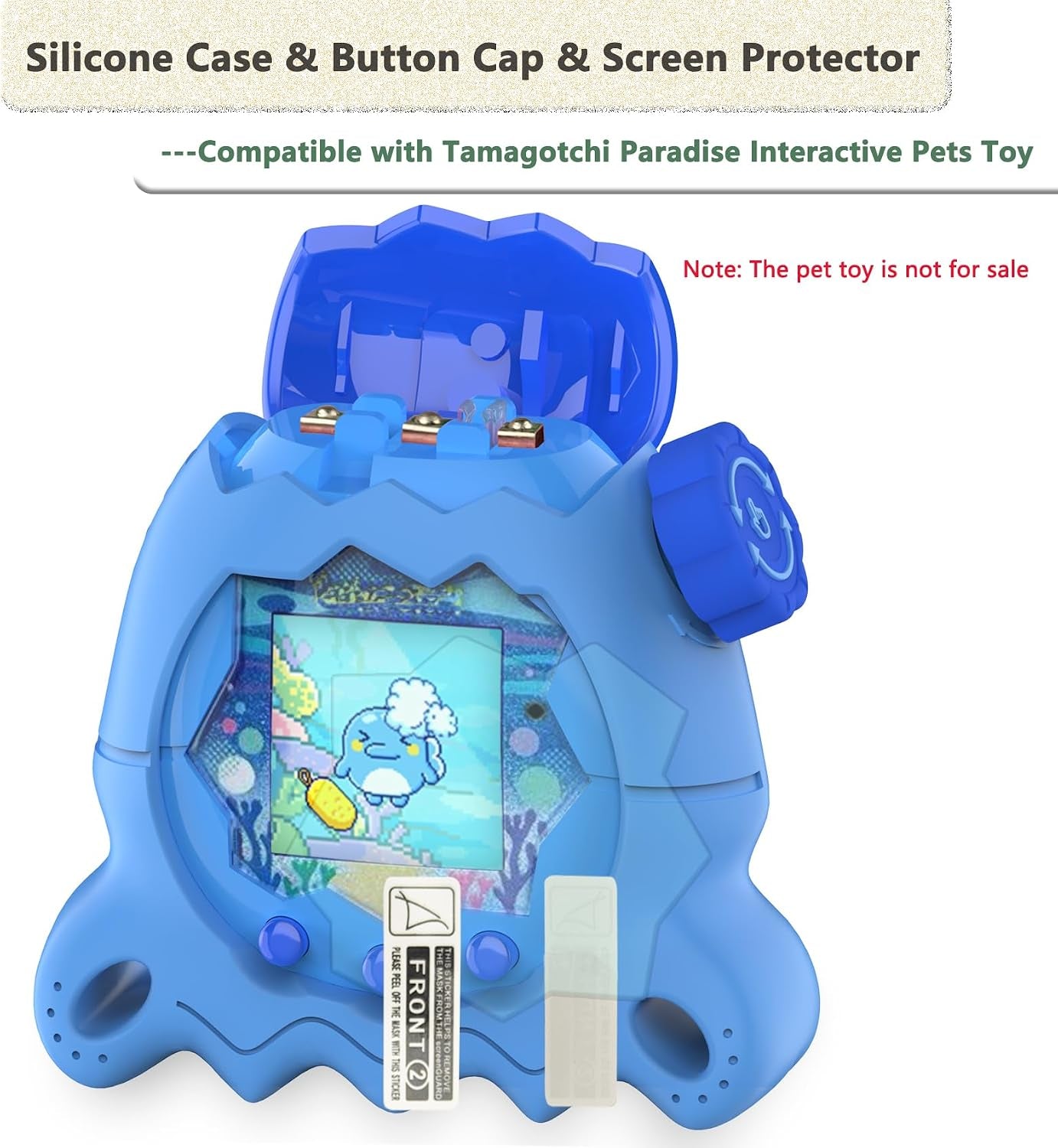 Silicone Case for Tamagotchi Paradise Electronic Pets Toy, Screen Protector and Lanyard for Tamagotchi Paradise Virtual Pet Accessories (Blue)