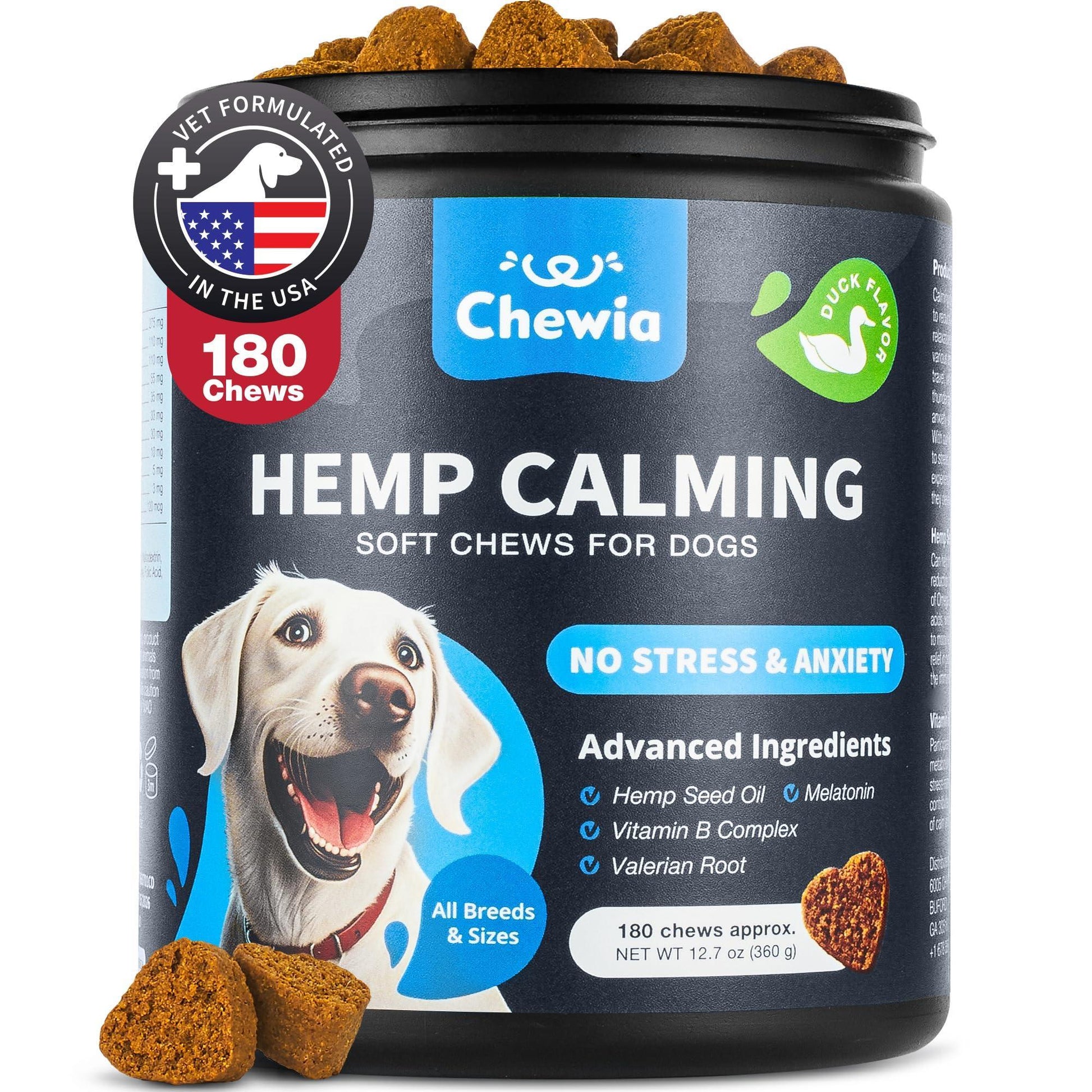 Calming Chews for Dogs Anxiety Dog Calming Treats with Melatonin Valerian Root 180 Chews