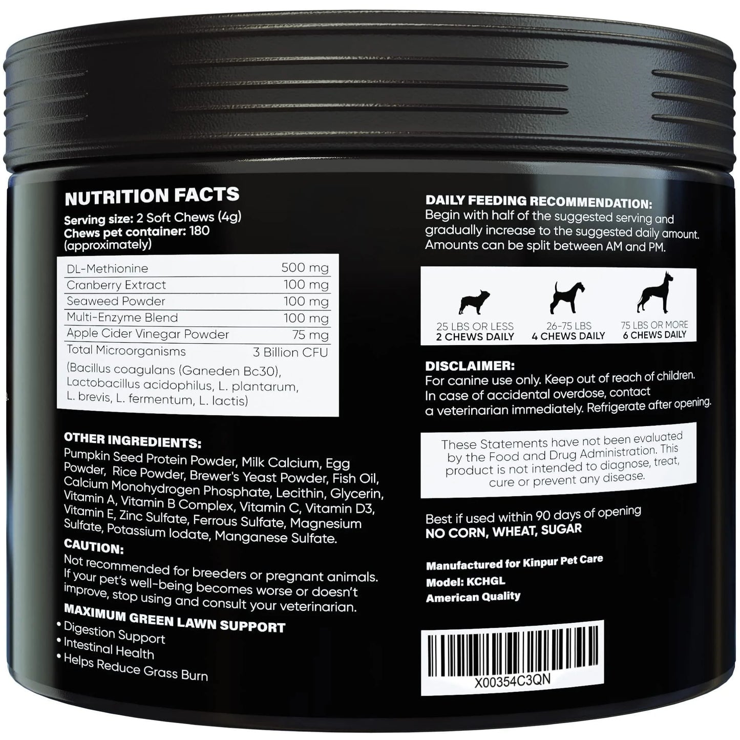 Green Lawn Chews for Dogs Urine Neutralizer Cranberry ACV & Enzymes