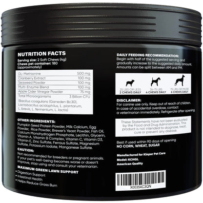 Green Lawn Chews for Dogs Urine Neutralizer Cranberry ACV & Enzymes