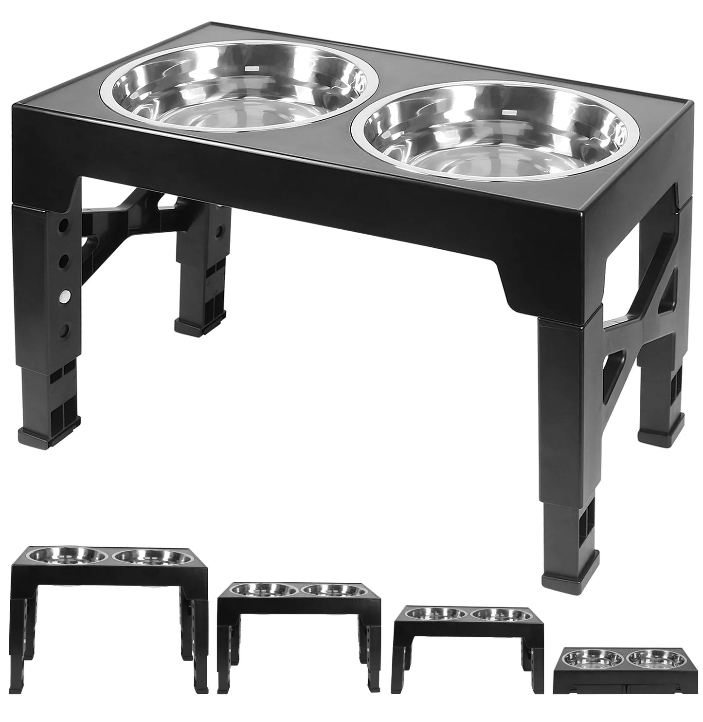 Elevated Dog Bowls, Adjustable Height Raised Dog Food Bowls for Small Medium and Large Dog
