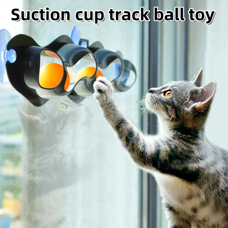 Suction-Cup Window Track Ball Toy for Cats