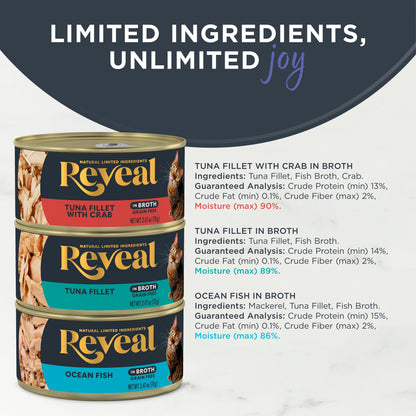Natural Wet Cat Food Fish Selection in Broth 18 X 2.47Oz Cans