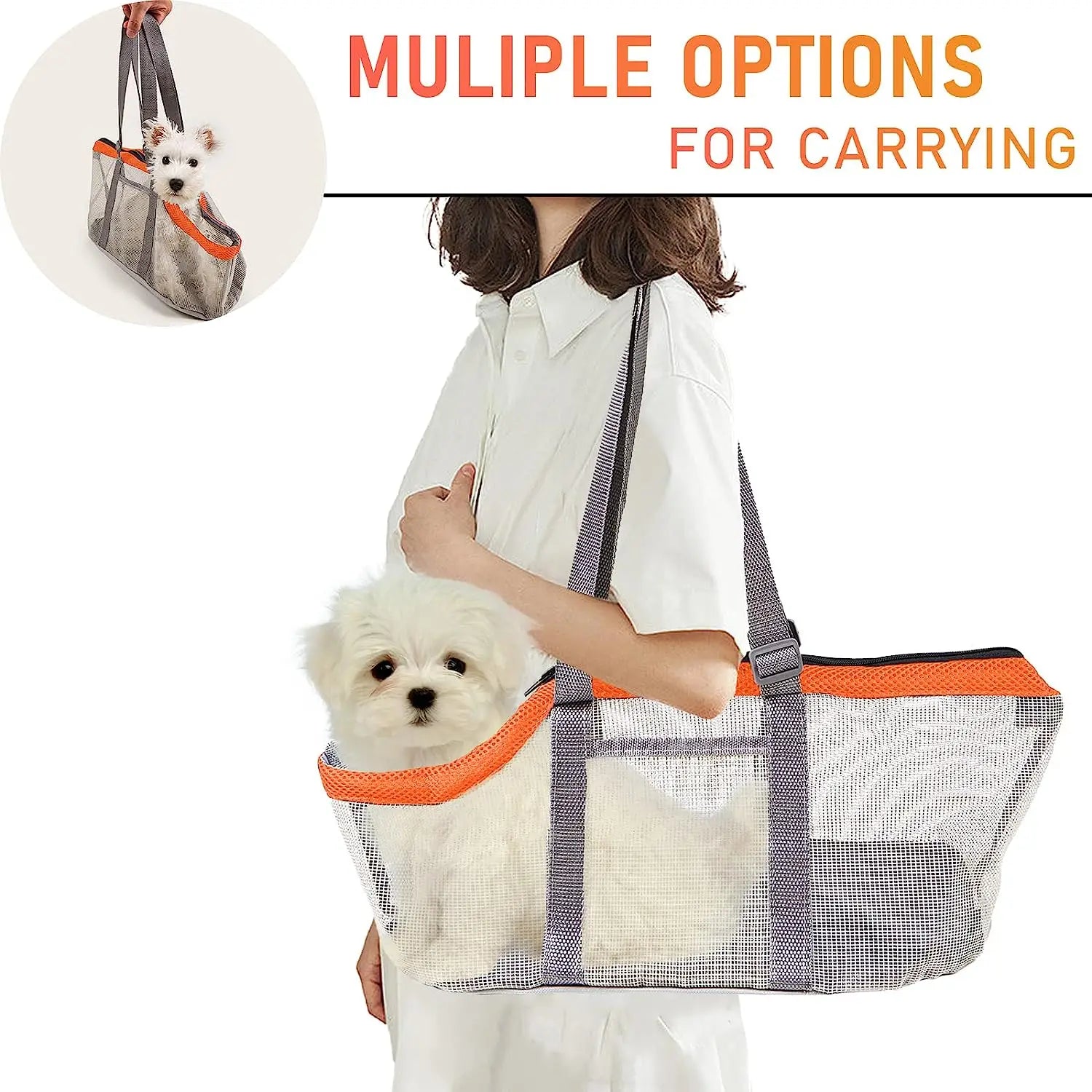 Foldable Mesh Pet Carrier for Small Dogs & Cats