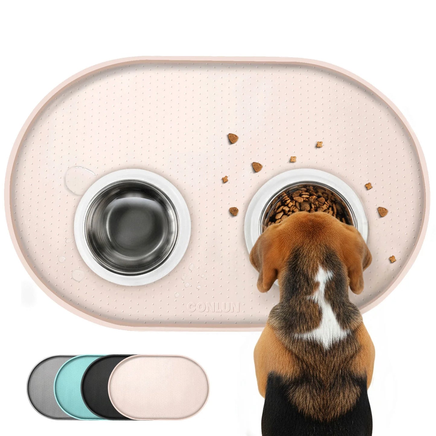 Dog Food Mat,32"X20" Silicone Pet Feeding Mats,Raised Edges Waterproof and Prevent Feeding Spills