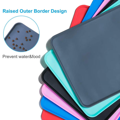 Silicone Waterproof Dog Cat Pet Food Mats Tray -FDA Grade Dog Pet Cat Feeding Mat-Black