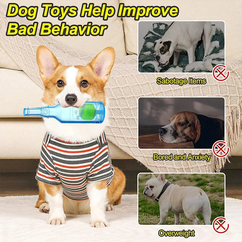 Water Bottle Dog Toy for Aggressive Chewers, Squeaky Water Bottle Dogs Chew Toysn Interactive Pet Toys to Exercise and Accompany