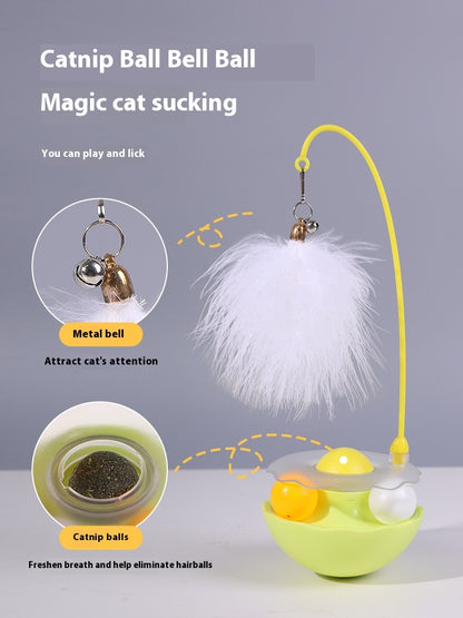 Interactive Cat Tumbler Toy with Feather Wand
