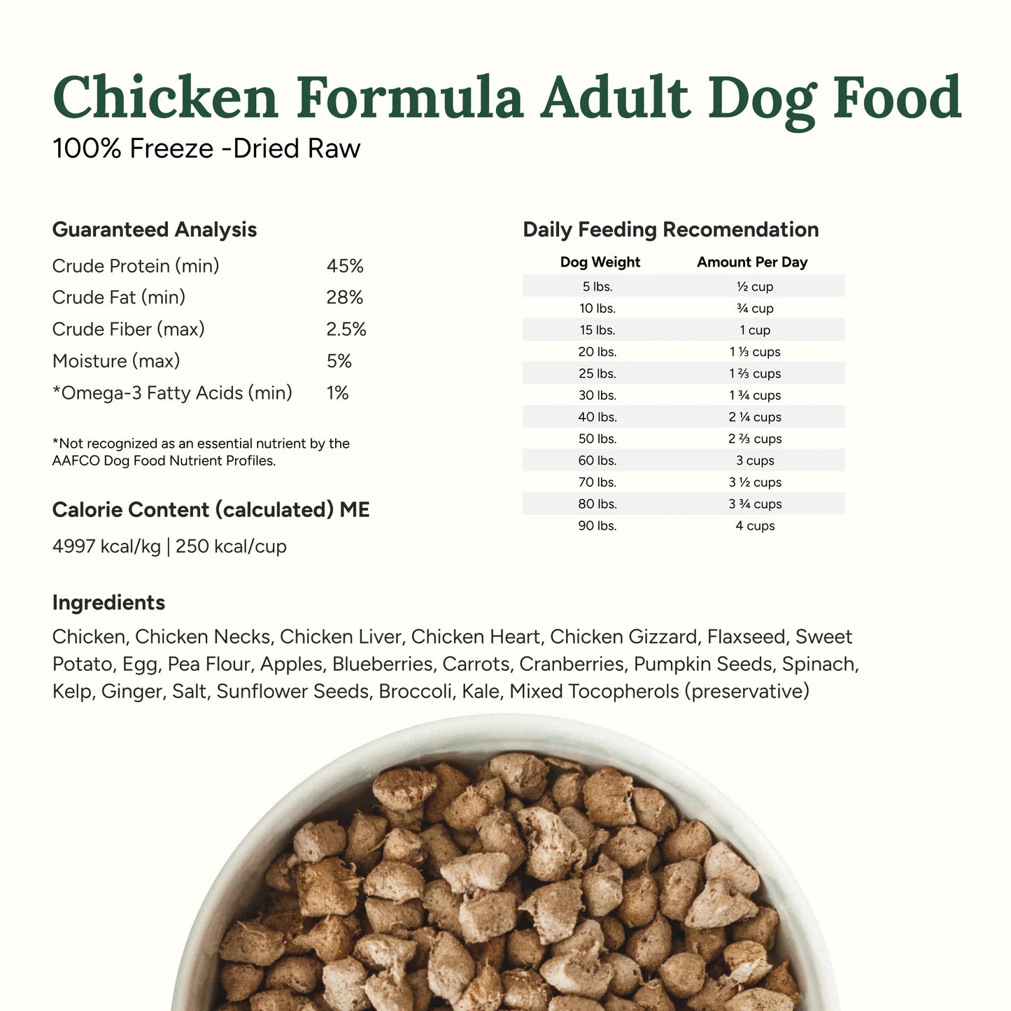 Chicken Flavor Freeze Dried Dog Food, 5 Oz. Bag
