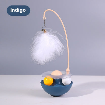 Interactive Cat Tumbler Toy with Feather Wand
