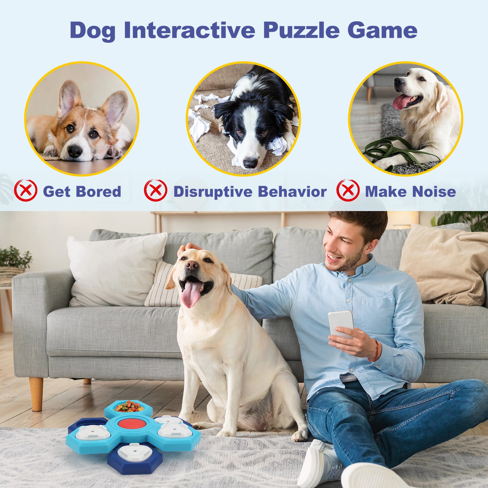 4-Layer Interactive Slow Feeder Puzzle Bowl