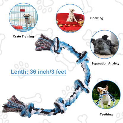 Heavy Duty Dog Chew Toys, Interactive Dog Rope Toy for Large and Medium Aggressive Chewers, Cotton Tug of War Dog Toy for Teeth Cleaning