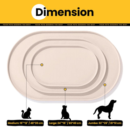 Dog Food Mat,32"X20" Silicone Pet Feeding Mats,Raised Edges Waterproof and Prevent Feeding Spills