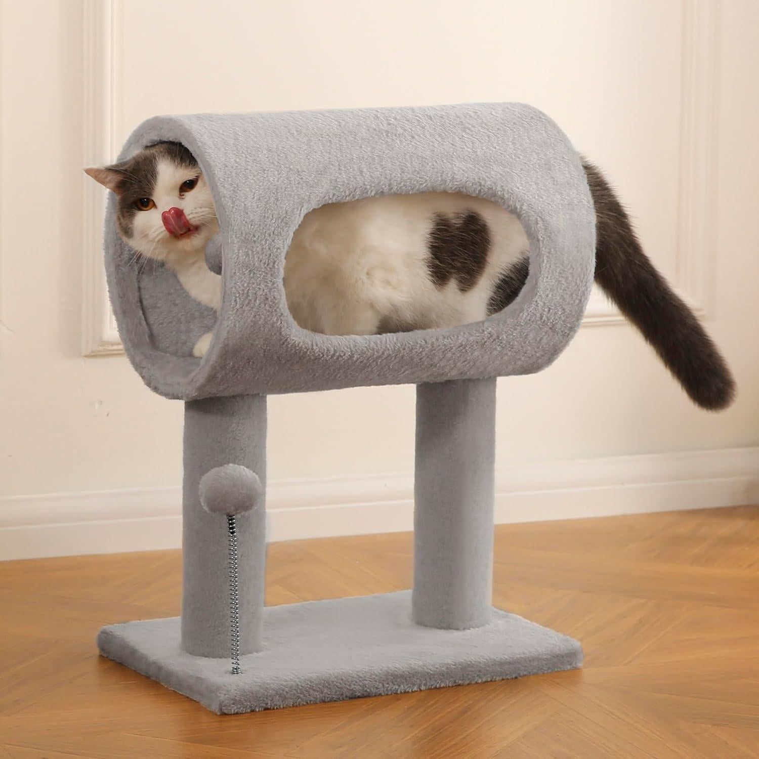 Compact Cat Tree with Tunnel & Scratching Posts