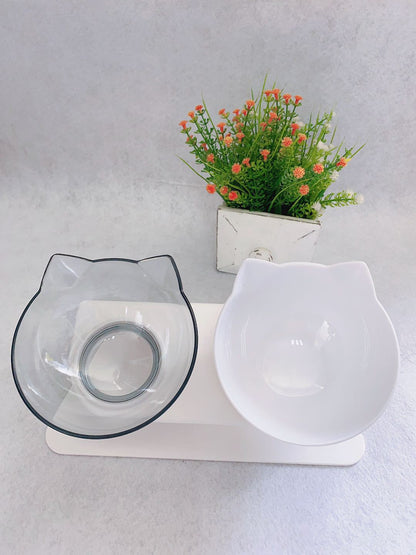 Cat Elevated Feeder Stand with Transparent Bowl