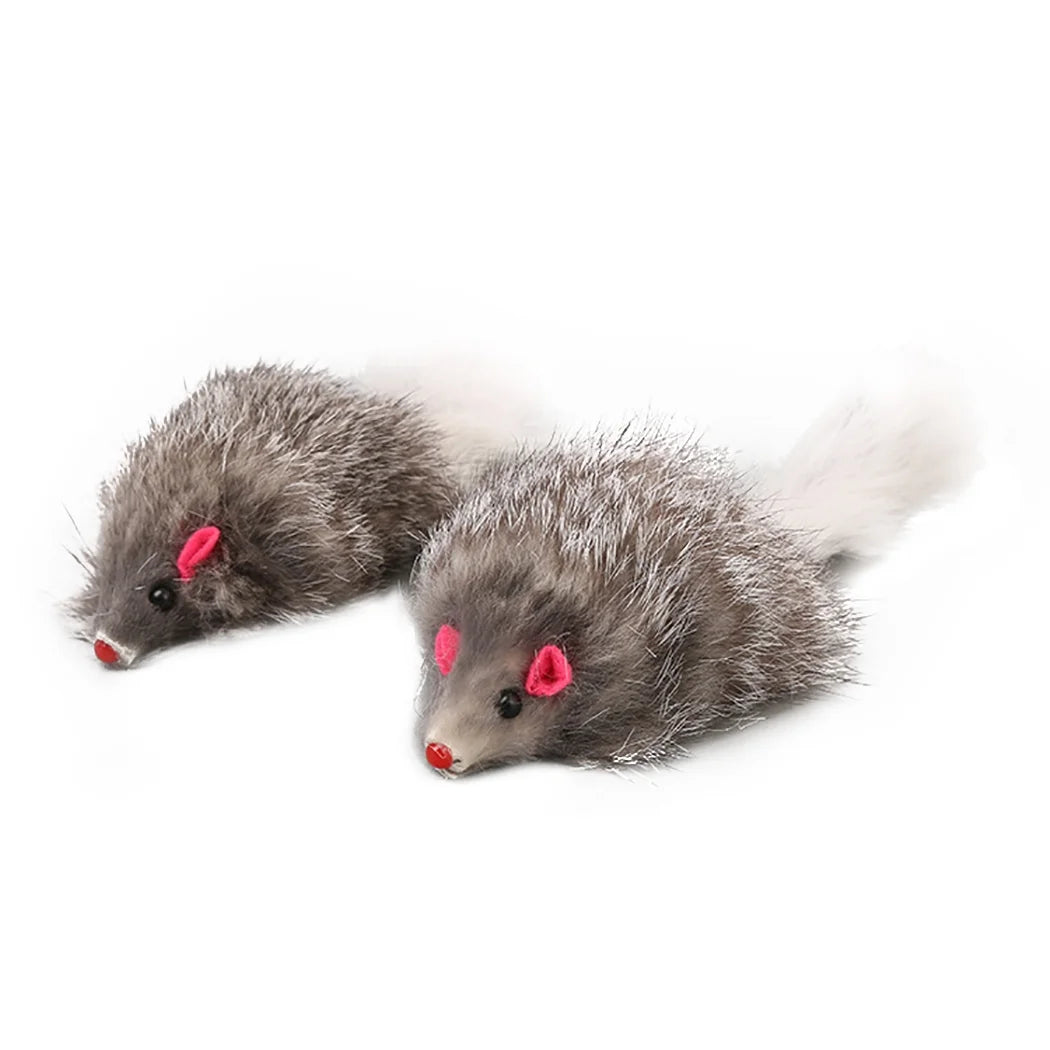 5PCS Cat Mice Toys Interactive Plush Furry Cat Chew Toy for Cat Kitten