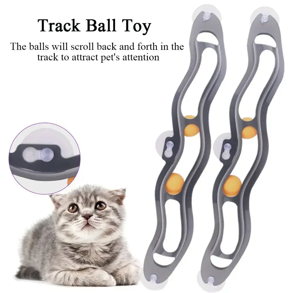 Suction-Cup Window Track Ball Toy for Cats