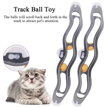 Suction-Cup Window Track Ball Toy for Cats