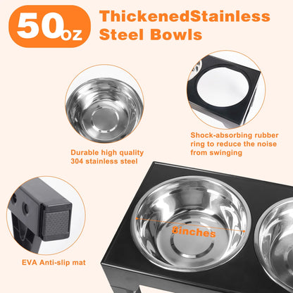 Elevated Dog Bowls, Adjustable Height Raised Dog Food Bowls for Small Medium and Large Dog