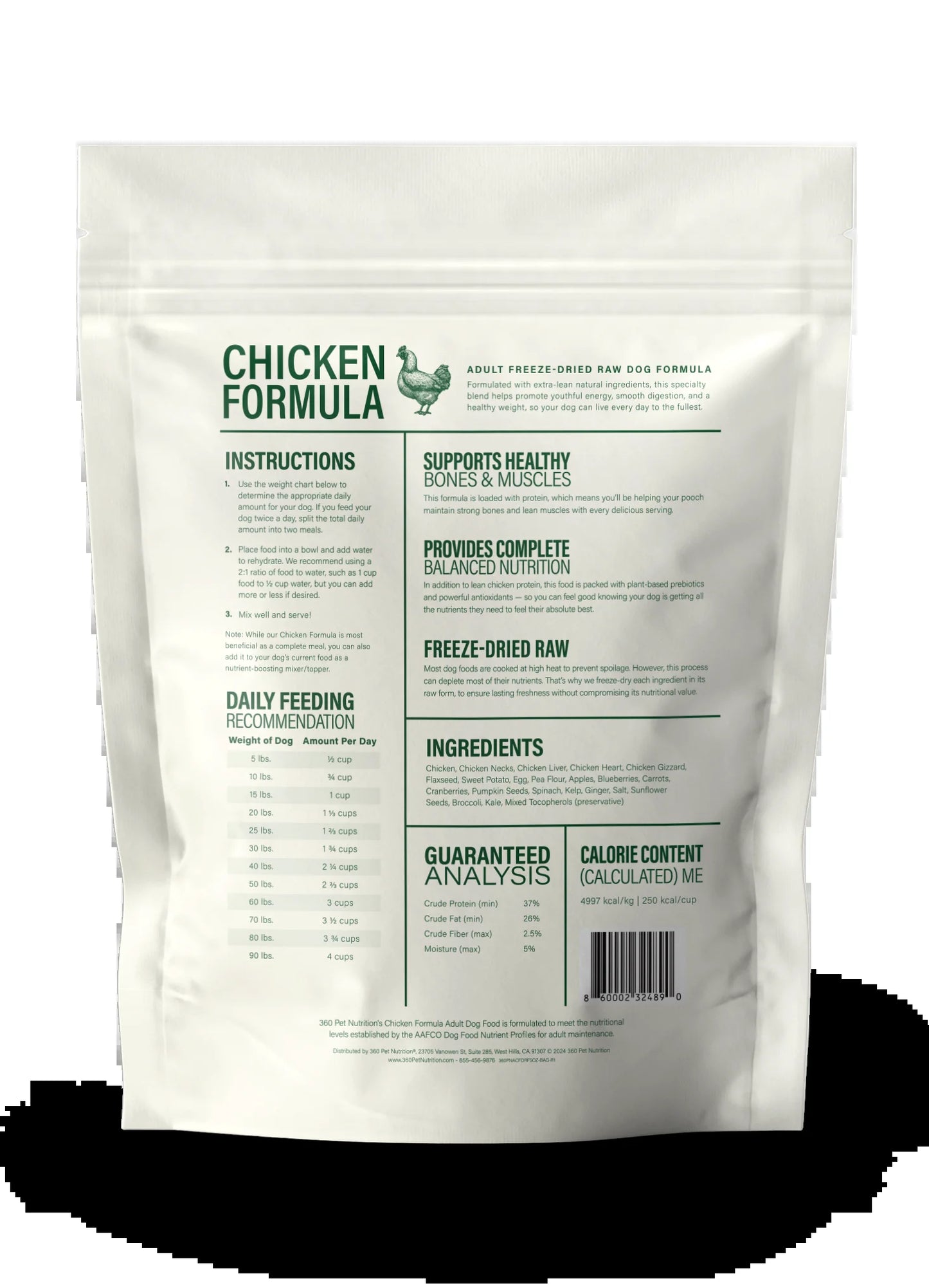 Chicken Flavor Freeze Dried Dog Food, 5 Oz. Bag