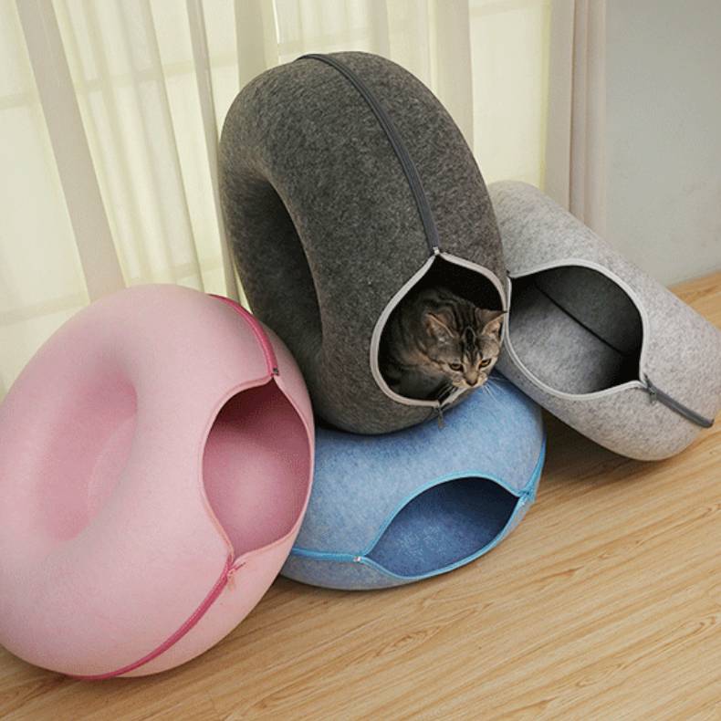 Felt Donut Cat Tunnel Bed