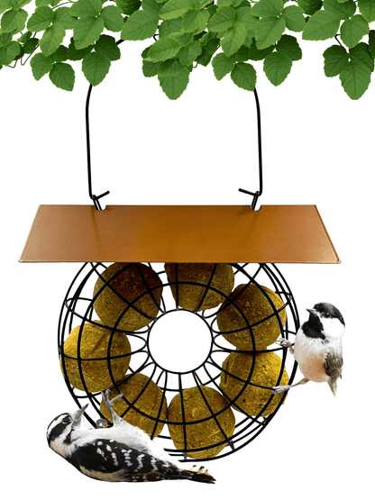 Suet Feeder for Suet Balls Metal Hanging Bird Feeder, 6 Suet Ball Capacity Copper