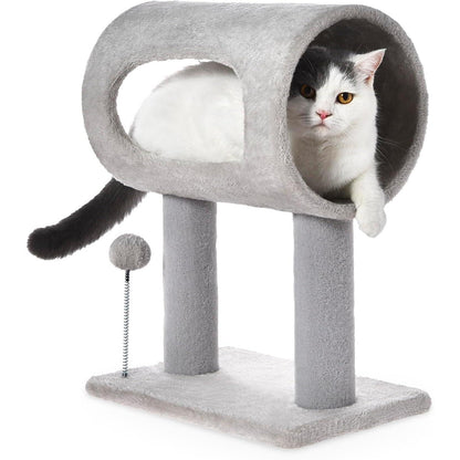 Compact Cat Tree with Tunnel & Scratching Posts
