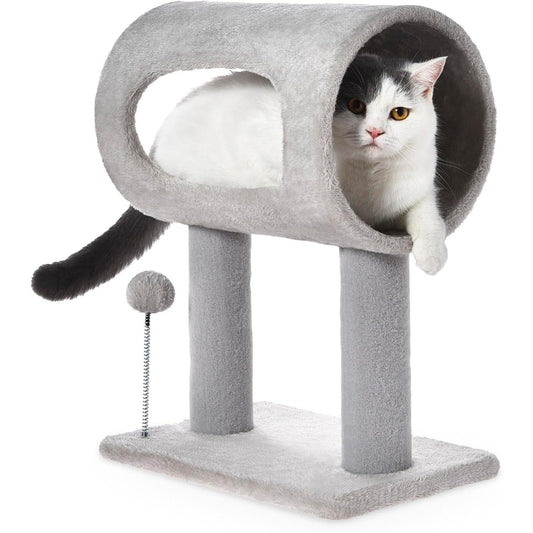 Compact Cat Tree with Tunnel & Scratching Posts