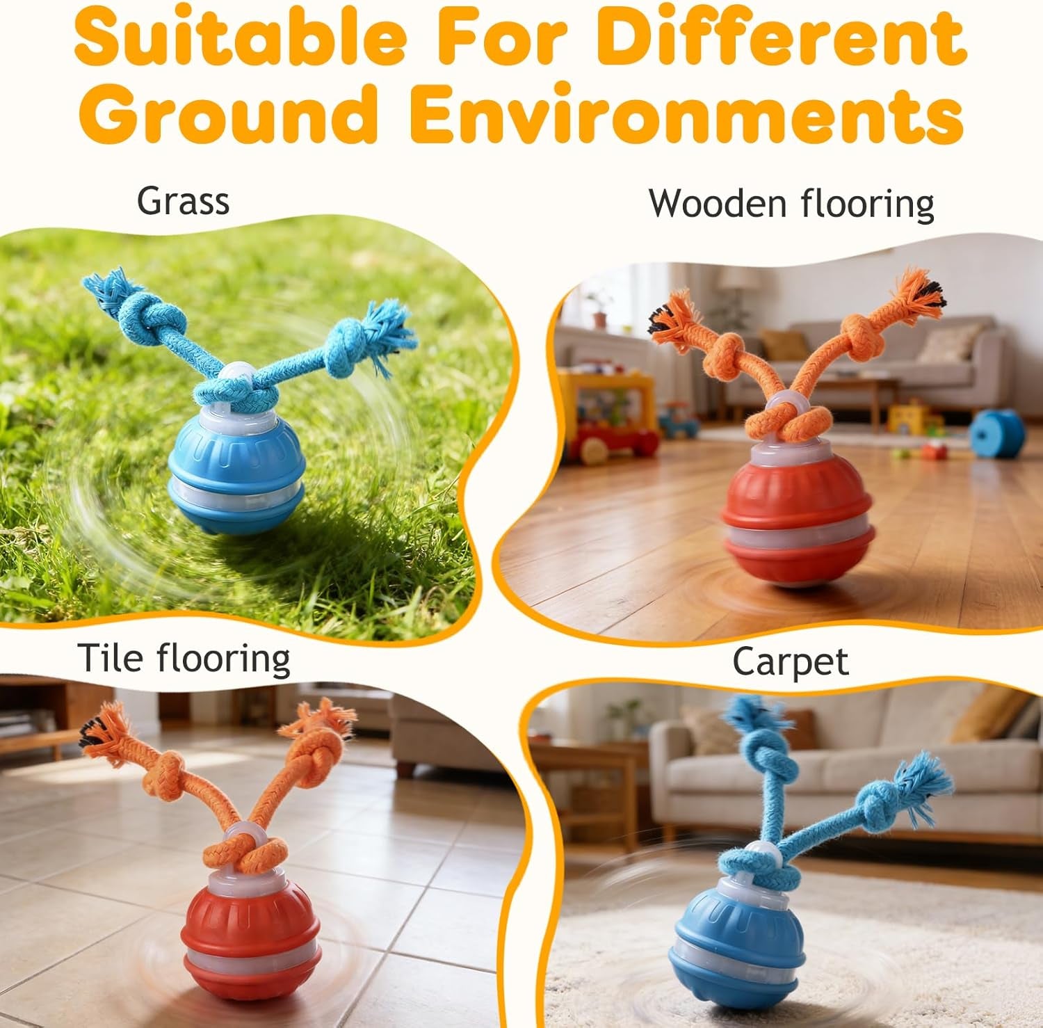 Zealburst Interactive Pet Toy, 360° Auto Rolling Moving Toy for Dogs and Cats, Alleviate Boredom (Orange)