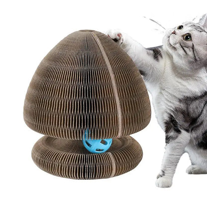 Interactive Corrugated Cat Scratcher with Ball
