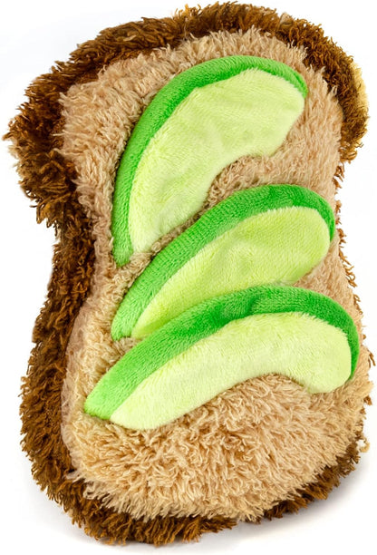 Pet Plush Pet Toy Fruits, Cupcakes, Ice Creams, Mug with Squeaker Dog Chew Toy (Avocado, Toast)