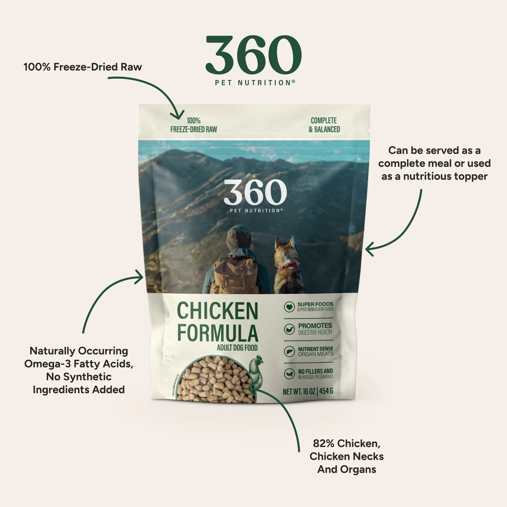 Chicken Flavor Freeze Dried Dog Food, 5 Oz. Bag