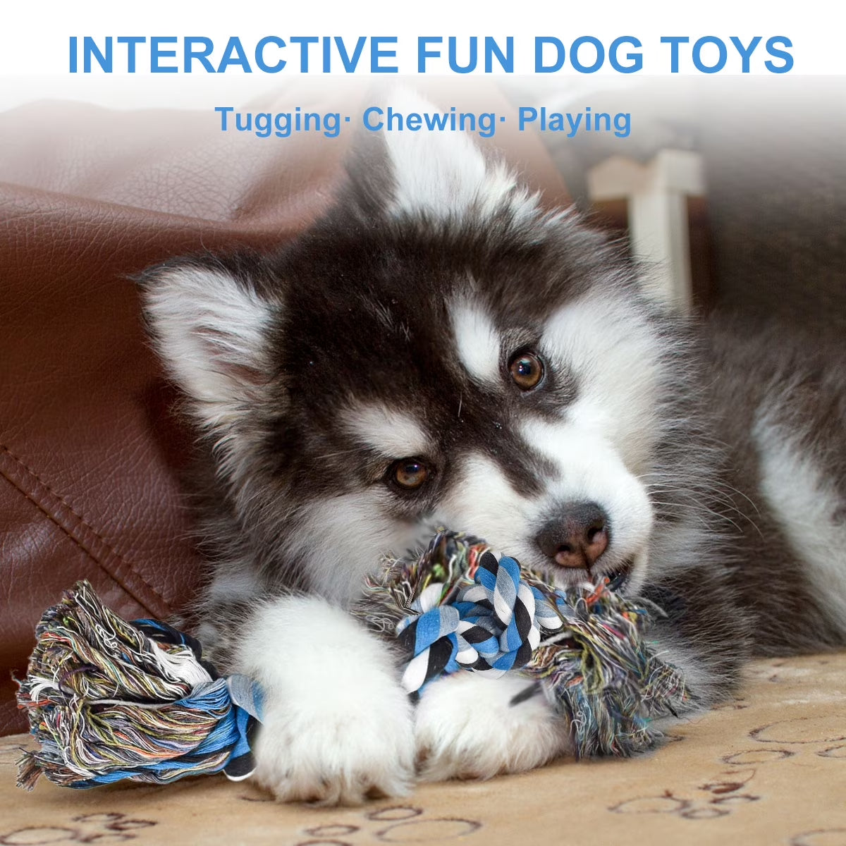 Heavy Duty Dog Chew Toys, Interactive Dog Rope Toy for Large and Medium Aggressive Chewers, Cotton Tug of War Dog Toy for Teeth Cleaning