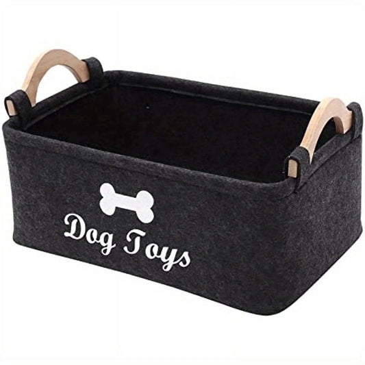 Felt Pet Toy Box, Dog Toy Box, Storage Basket Chest Organizer - Perfect for Organizing Pet