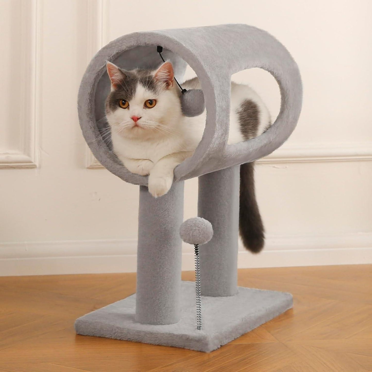 Compact Cat Tree with Tunnel & Scratching Posts