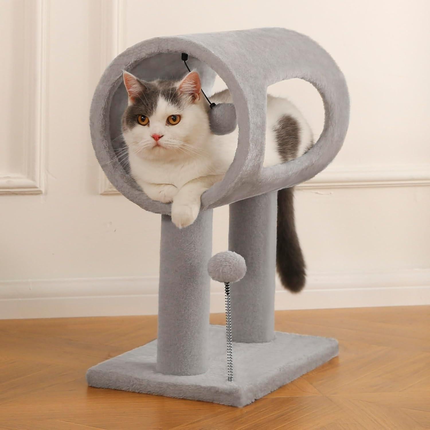 Compact Cat Tree with Tunnel & Scratching Posts