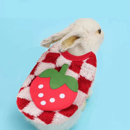 Winter Bunny Kitten Sweater Warm Fleece Small Animal Pullover Fruit Print Rabbit Guinea Pig Chinchillas Jacket Mascotas Clothing