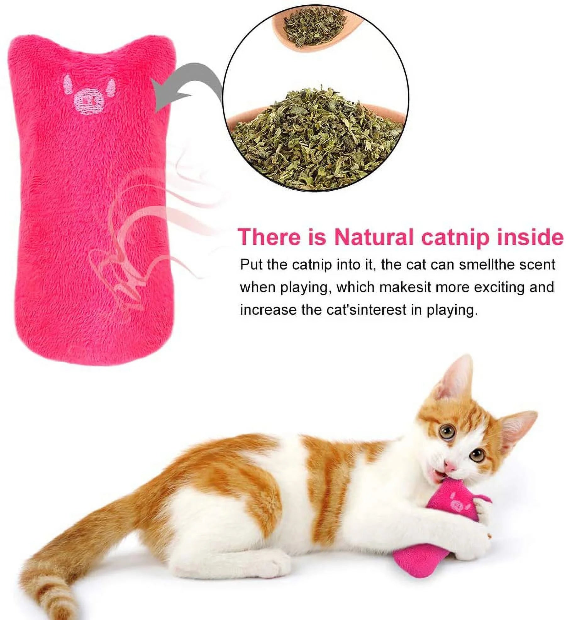 5Pcs Cat Chew Toy Bite Resistant Catnip Toys for Cats,Catnip Filled Cartoon Mice Cat Teething Chew Toy