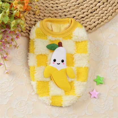 Winter Bunny Kitten Sweater Warm Fleece Small Animal Pullover Fruit Print Rabbit Guinea Pig Chinchillas Jacket Mascotas Clothing