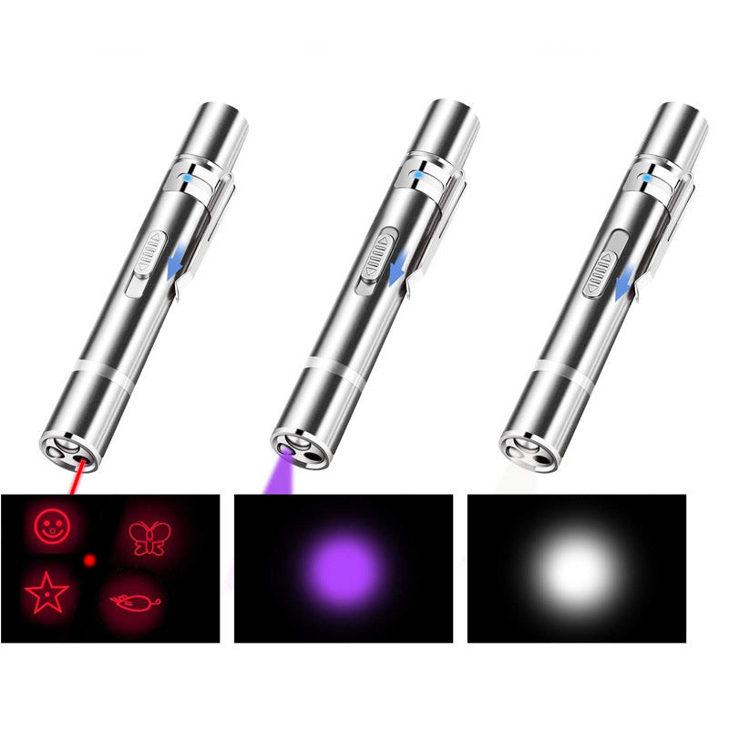 Laser Pointer Cat Toy, Red Dot LED Light Pointer Interactive Toys Indoor Cats Dogs, Long Range 5 Modes Lazer Projection Playpen for Kitten Outdoor Pet Chaser Tease Stick Training Exercise,Usb Recharge