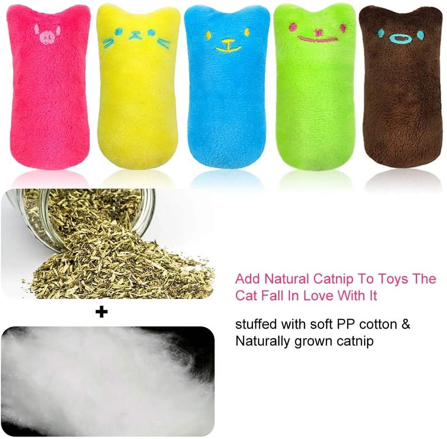 5Pcs Cat Chew Toy Bite Resistant Catnip Toys for Cats,Catnip Filled Cartoon Mice Cat Teething Chew Toy