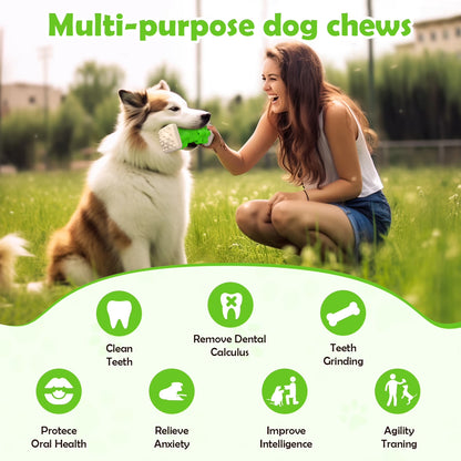 Interactive Dog Chew Toy-Brightly Colored Dog Enrichment Toy for Aggressive Chewers-Green