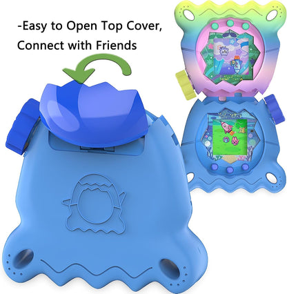 Silicone Case for Tamagotchi Paradise Electronic Pets Toy, Screen Protector and Lanyard for Tamagotchi Paradise Virtual Pet Accessories (Blue)