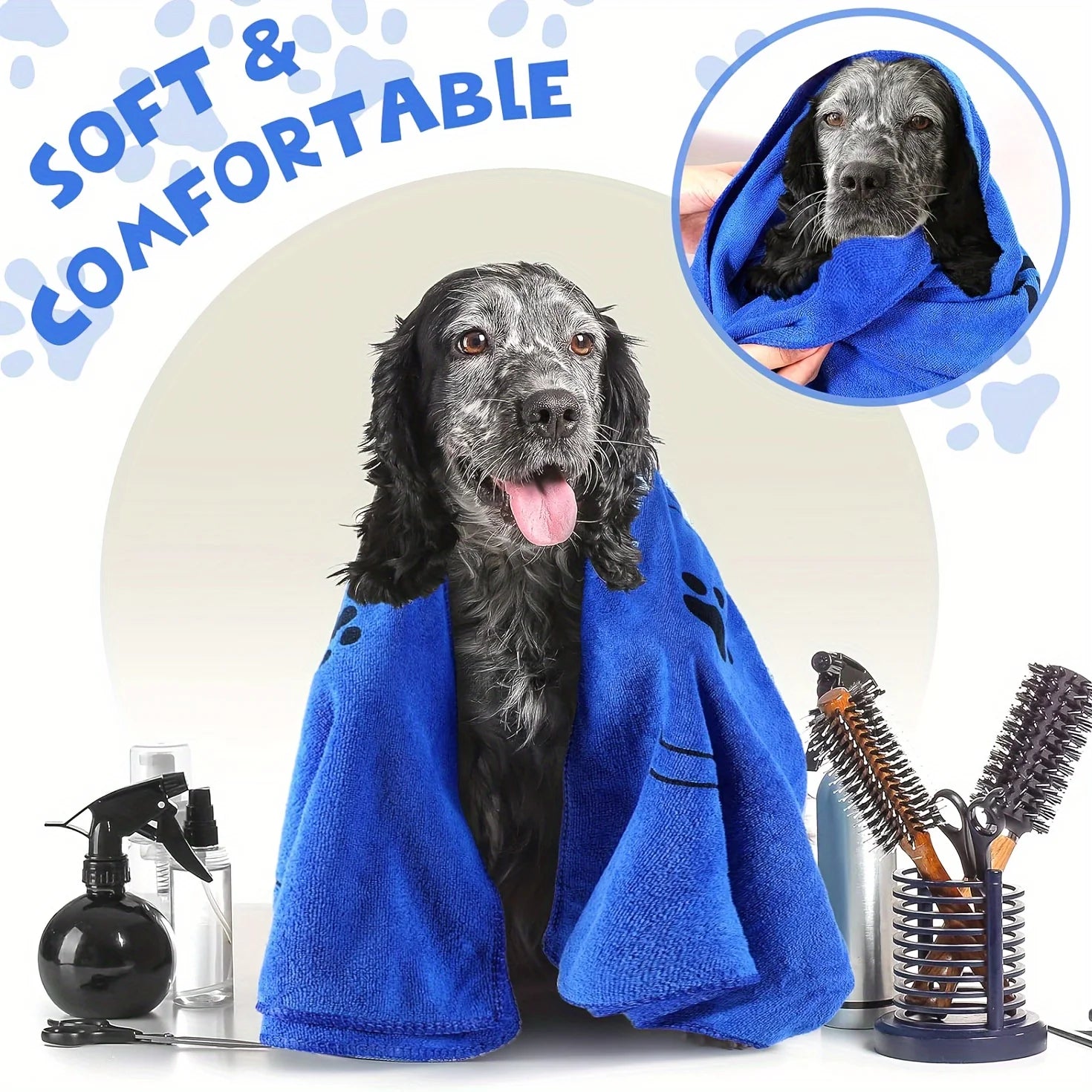 Dog Towel Drying Dog Cat Pet Towel, Puppy Microfiber Quick-Drying Dog Claw Bath Towel, Pet Bath Products Absorbent Medium Dog