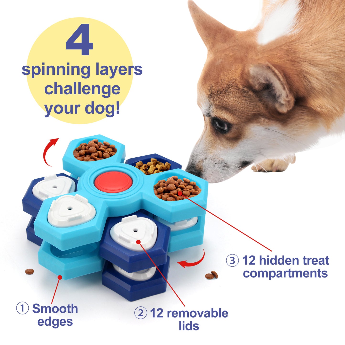 4-Layer Interactive Slow Feeder Puzzle Bowl