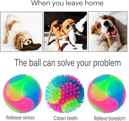 4 Pcs Light up Dog Balls,Flashing Elastic Ball,Glow Ball,Glow in the Dark Interactive Pet Toys for Aggressive Chewers,Puppy, Cats, Dogs