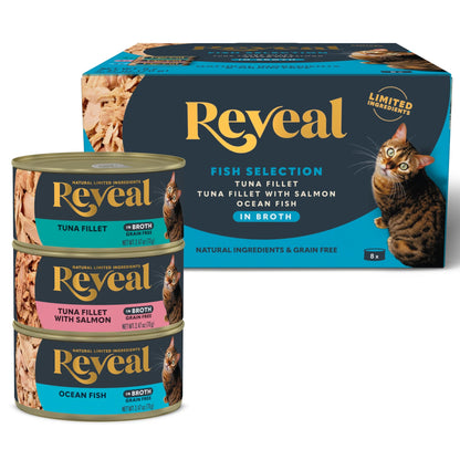 Natural Wet Cat Food Fish Selection in Broth 8 X 2.47Oz Cans