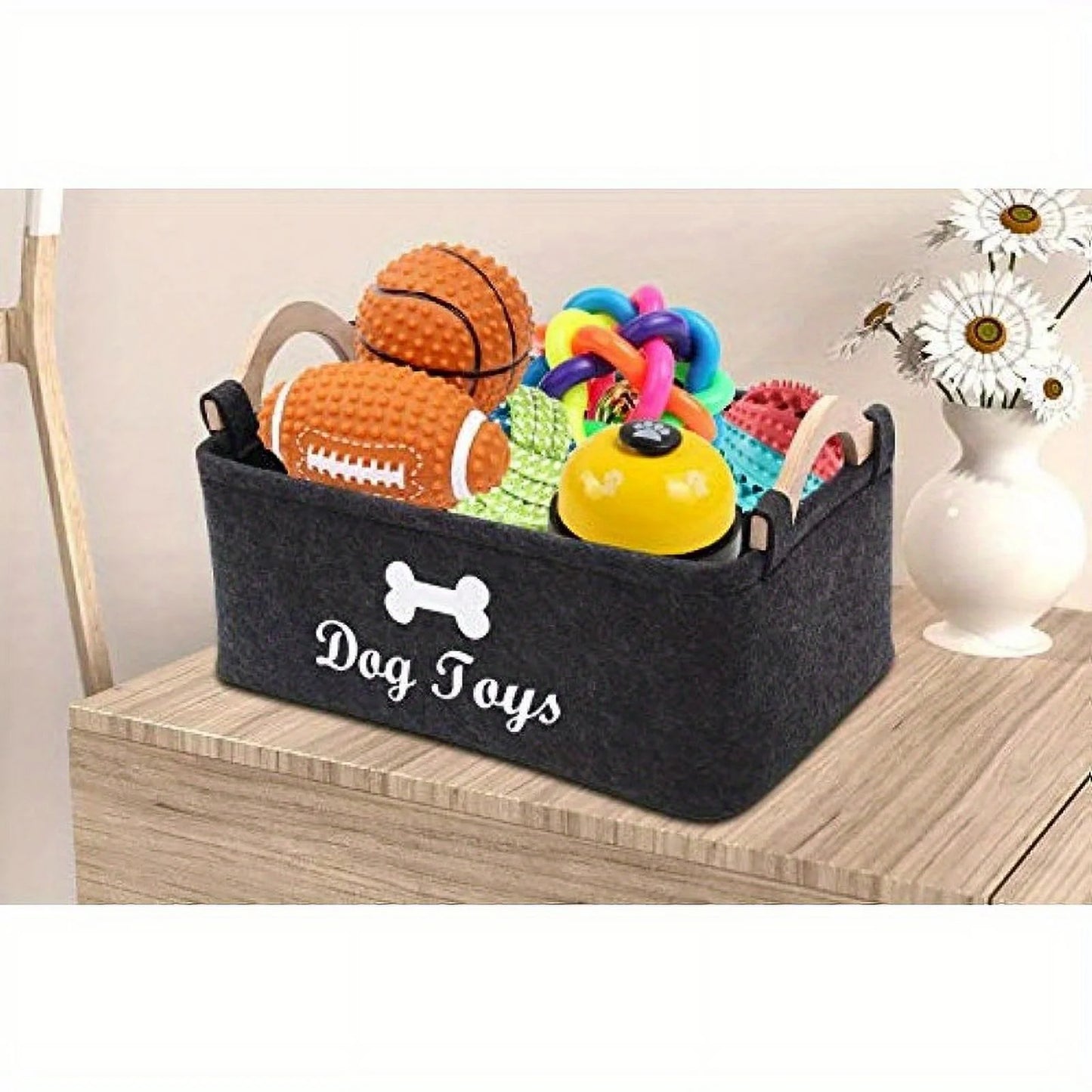 Felt Pet Toy Box, Dog Toy Box, Storage Basket Chest Organizer - Perfect for Organizing Pet