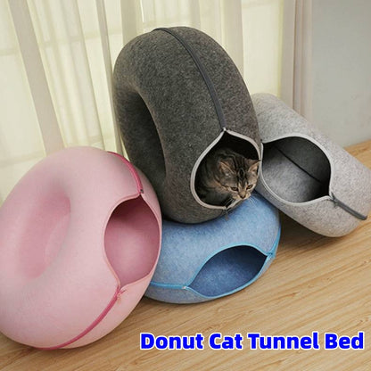 Felt Donut Cat Tunnel Bed
