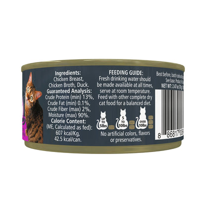 Natural Wet Cat Food, Chicken Breast with Duck in Broth, 24 X 2.47Oz Cans